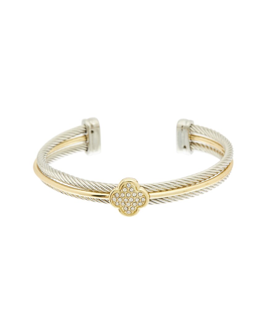 Juvell 18k Two-tone Plated Cz Twisted Cable Bangle Bracelet