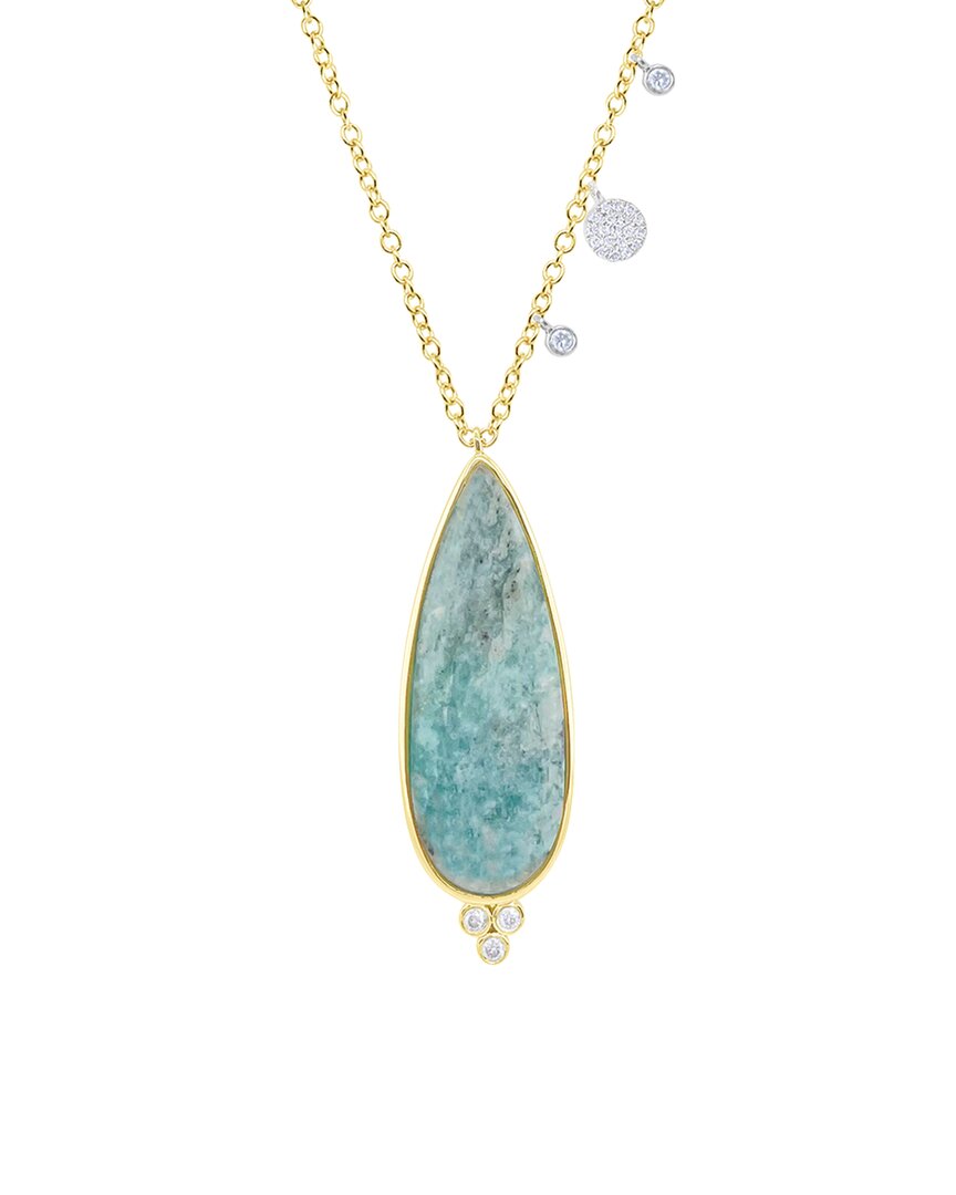 Meira T 14k 8.21 Ct. Tw. Diamond & Amazonite Necklace