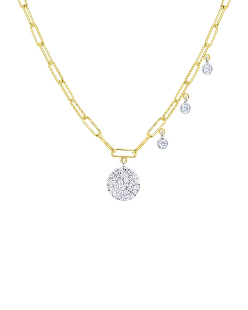 Meira T 14k Two-tone 0.24 Ct. Tw. Diamond Paperclip Disc Necklace