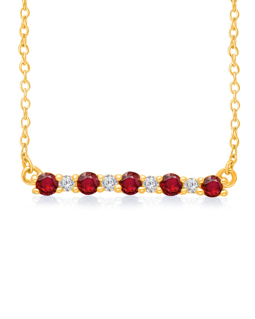Kallati 14k 0.55 Ct. Tw. Diamond & Ruby Bar Necklace