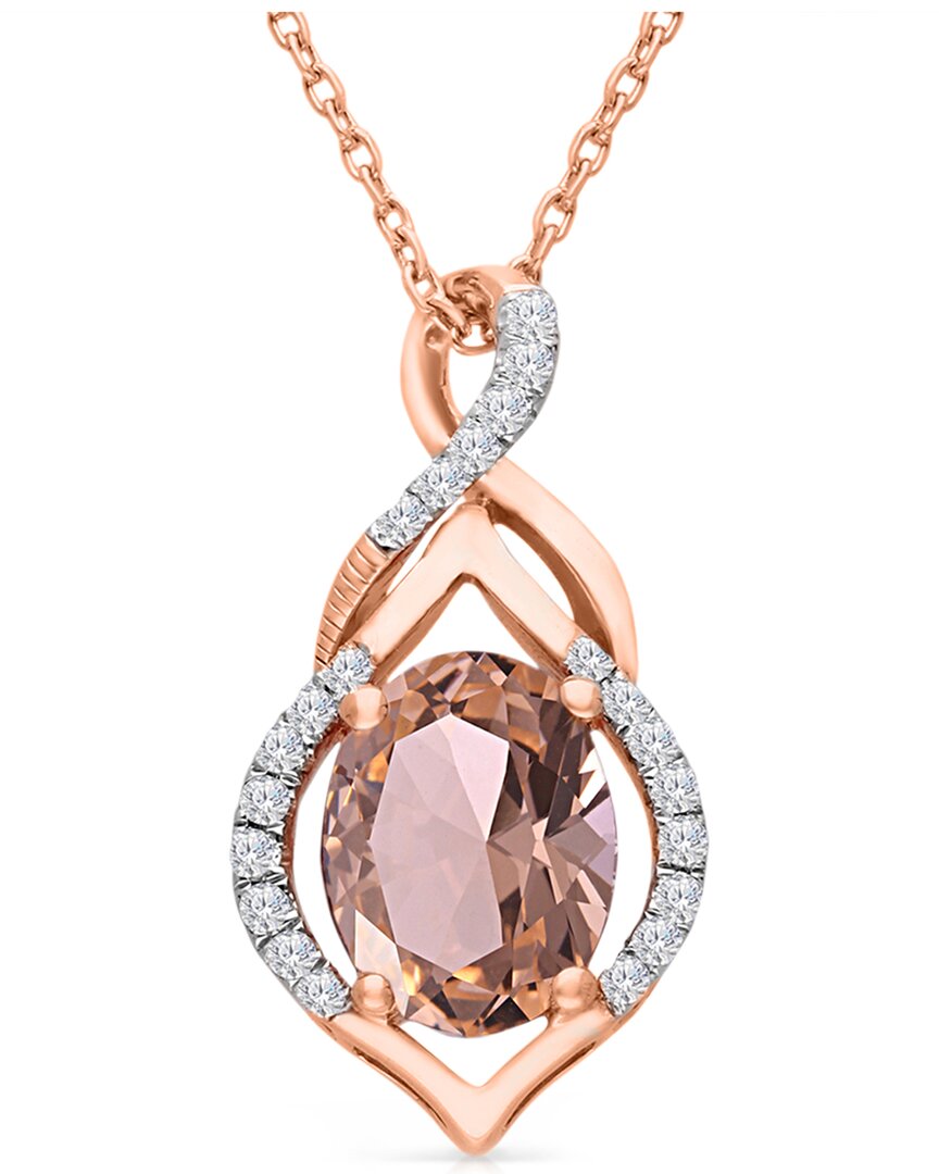 Kallati 14k Rose Gold 1.30 Ct. Tw. Diamond & Morganite Pendant Necklace