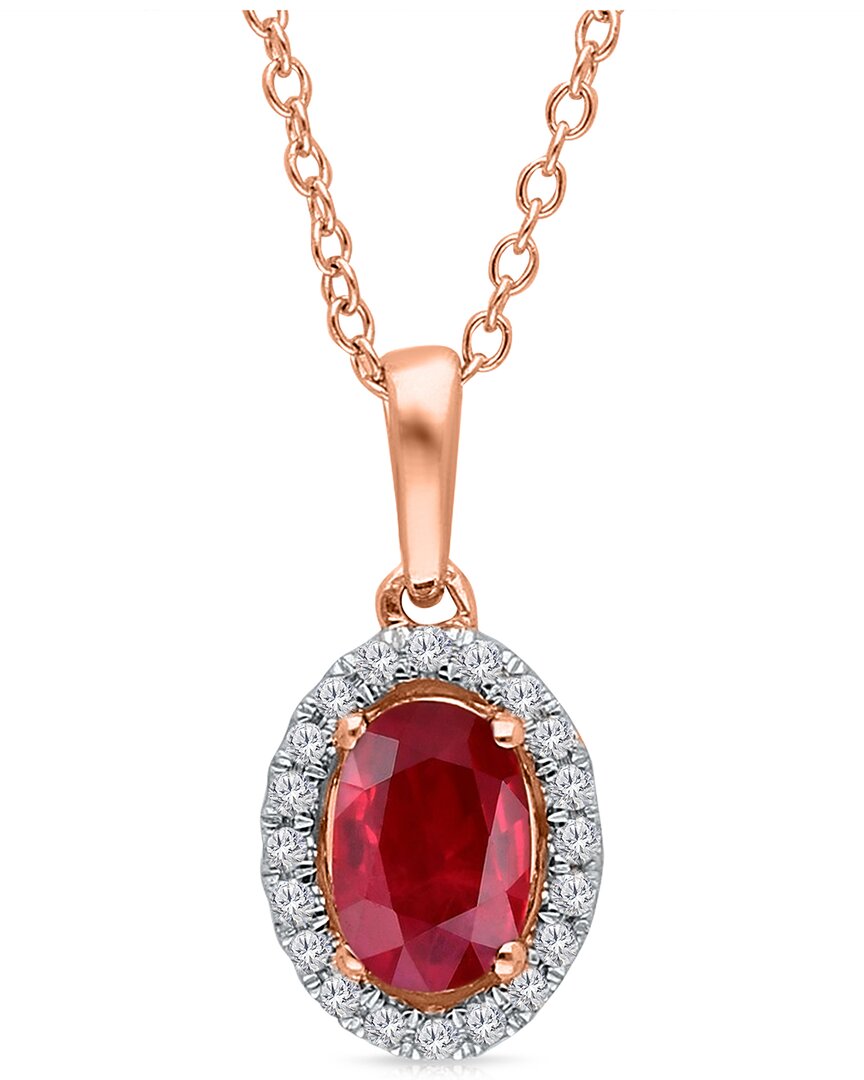 Kallati 14k Rose Gold 0.60 Ct. Tw. Diamond & Ruby Pendant Necklace