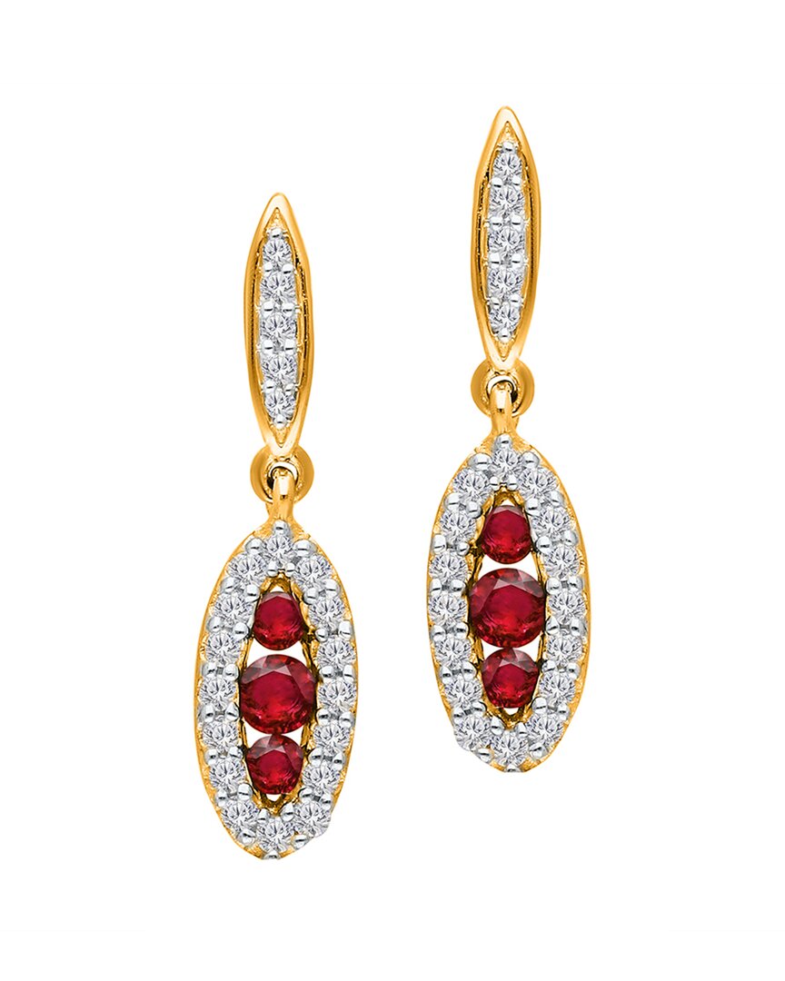 Kallati 14k 0.65 Ct. Tw. Diamond & Ruby Drop Earrings