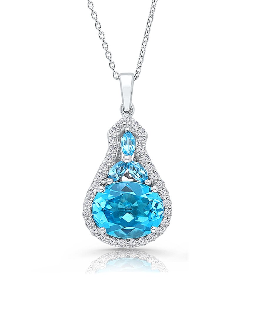 Kallati 14k 3.75 Ct. Tw. Diamond & Blue Topaz Pendant Necklace