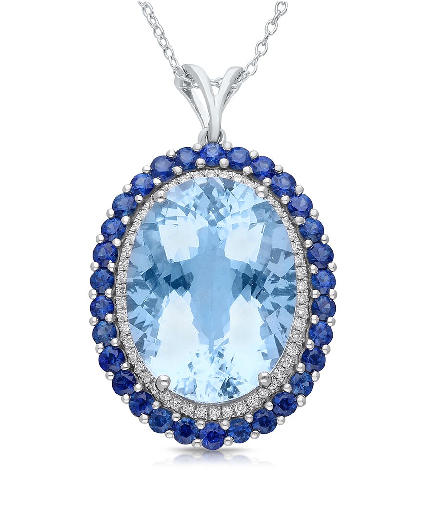 Kallati 14k 17.75 Ct. Tw. Diamond & Aquamarine Pendant Necklace