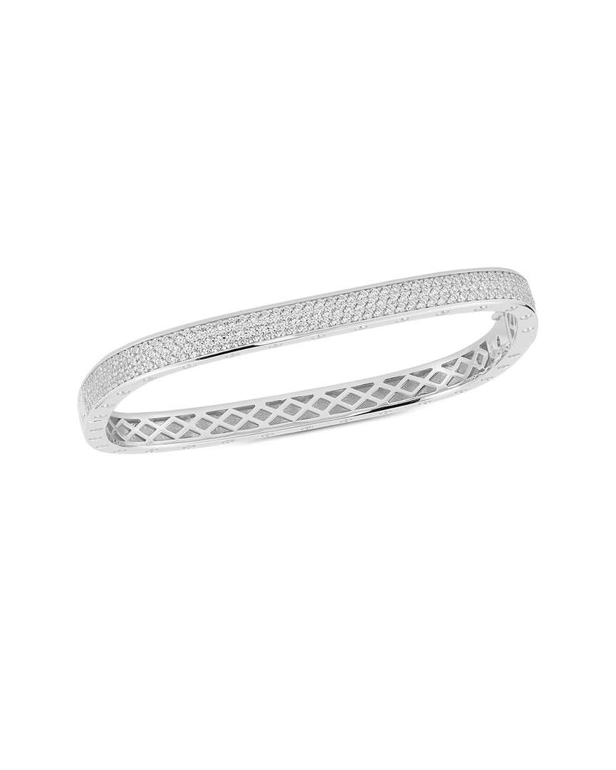 Chloe & Madison Chloe And Madison Silver Cz Square Bangle Bracelet
