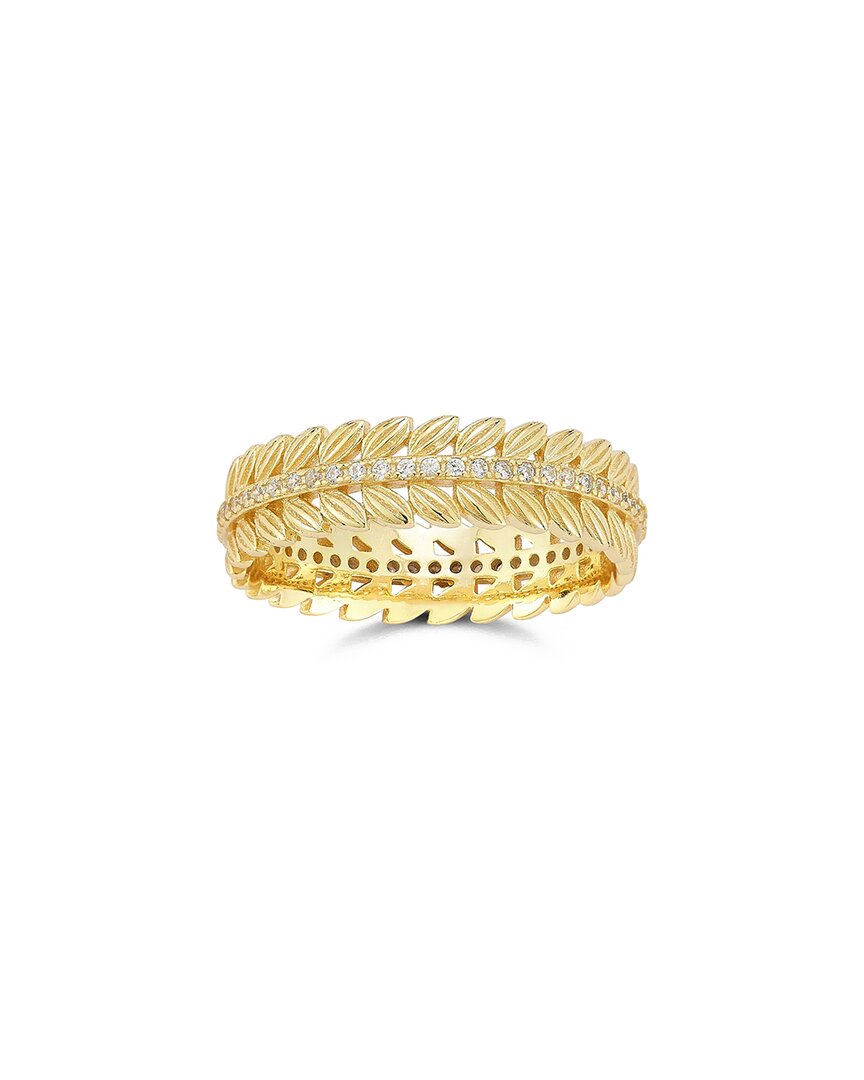 Shop Chloe & Madison Chloe And Madison 14k Over Silver Cz Feather Band Ring