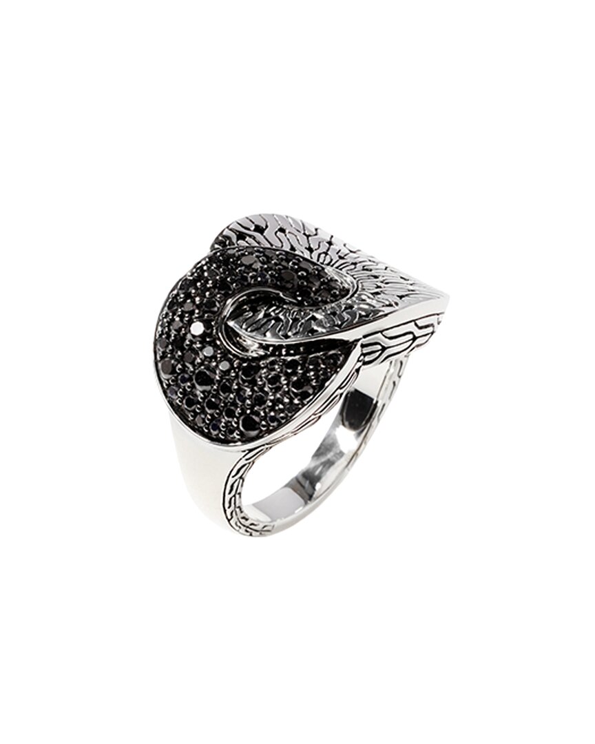 John Hardy Silver Treated Black Sapphire & Black Spinel Essentials Ring