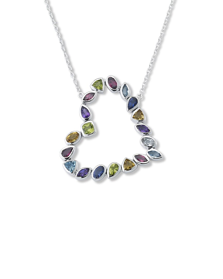 Samuel B. Silver 3.87 Ct. Tw. Gemstone Heart Necklace In Metallic