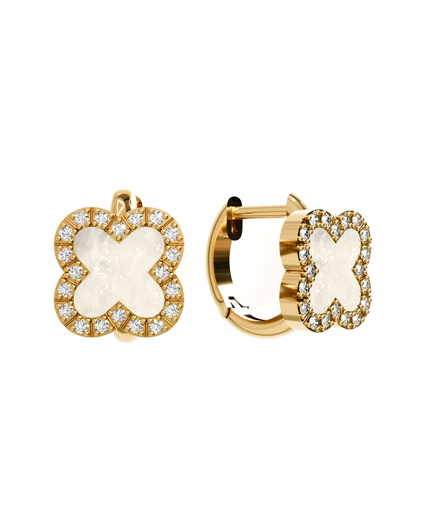 Gabi Rielle 14k Over Silver 10mm Pearl Cz Huggie Earrings