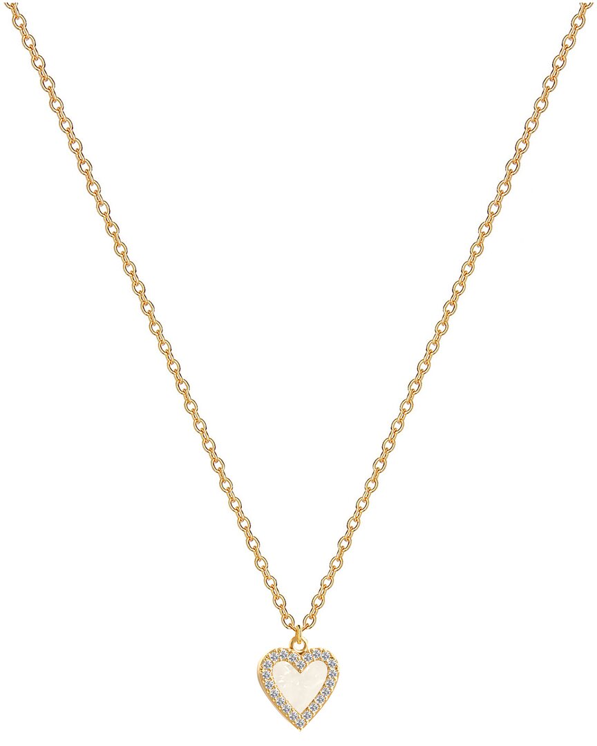 Gabi Rielle 14k Over Silver 10mm Pearl Cz Heart Necklace