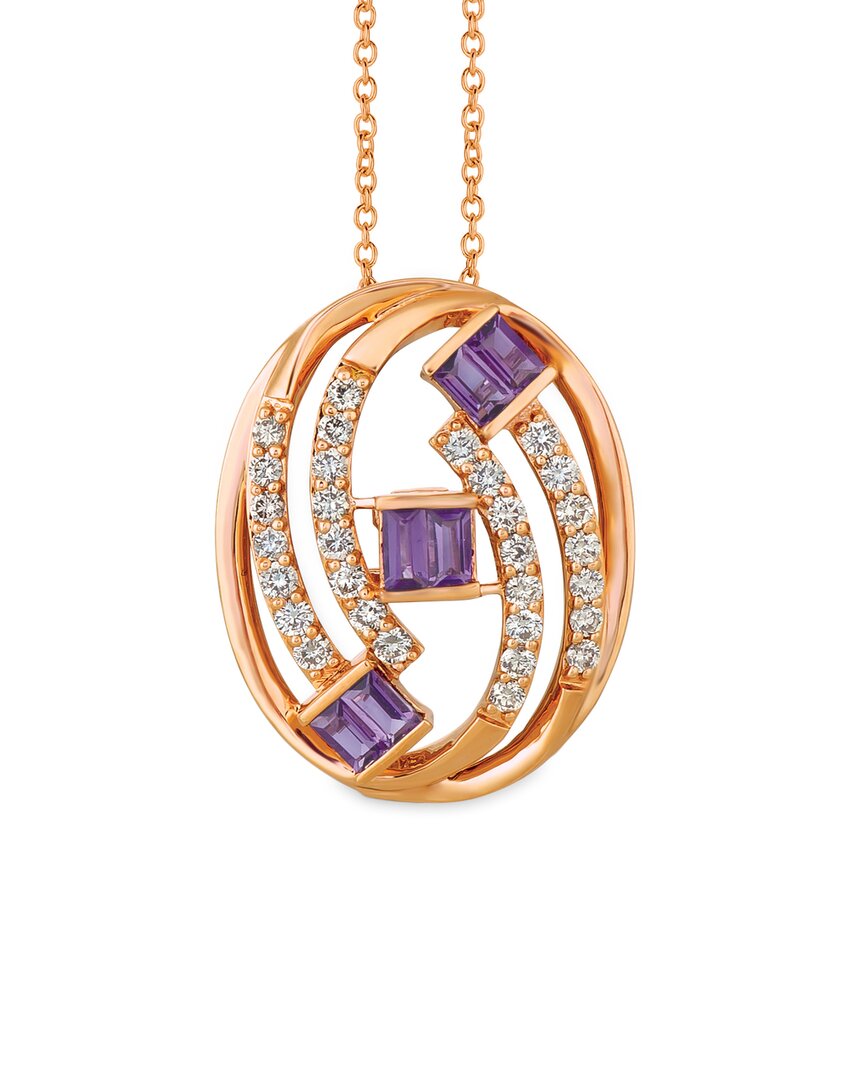 Le Vian 14k 1.09 Ct. Tw. Diamond & Amethyst Pendant Necklace In Gold