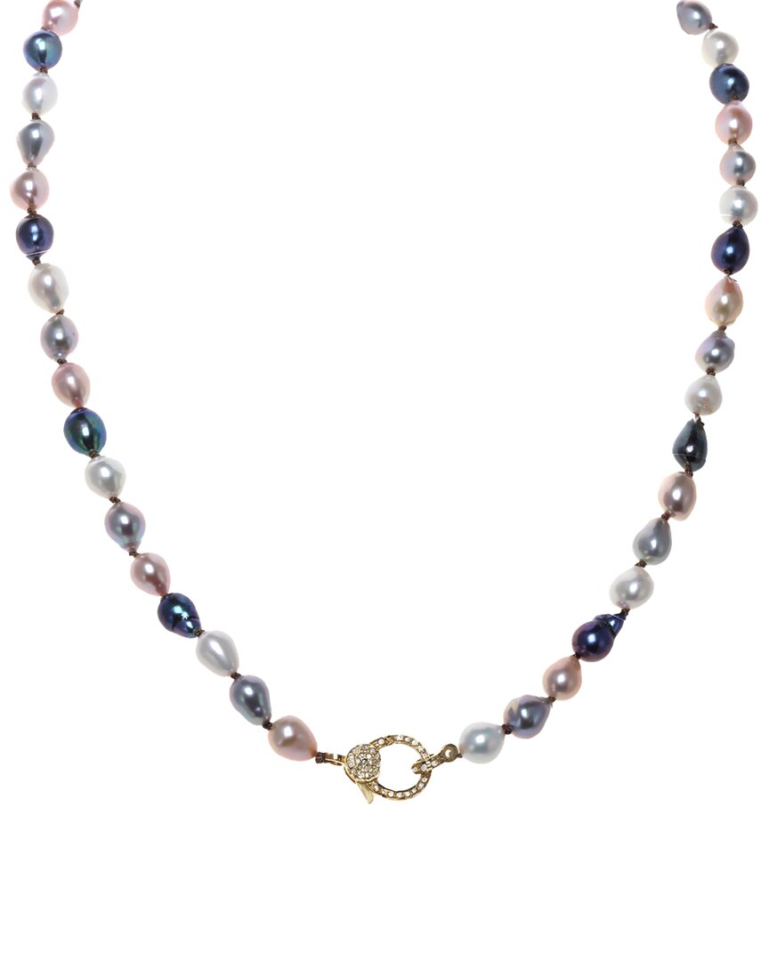 MARGO MORRISON MARGO MORRISON VERMEIL 0.57 CT. TW. DIAMOND & PEARL NECKLACE 