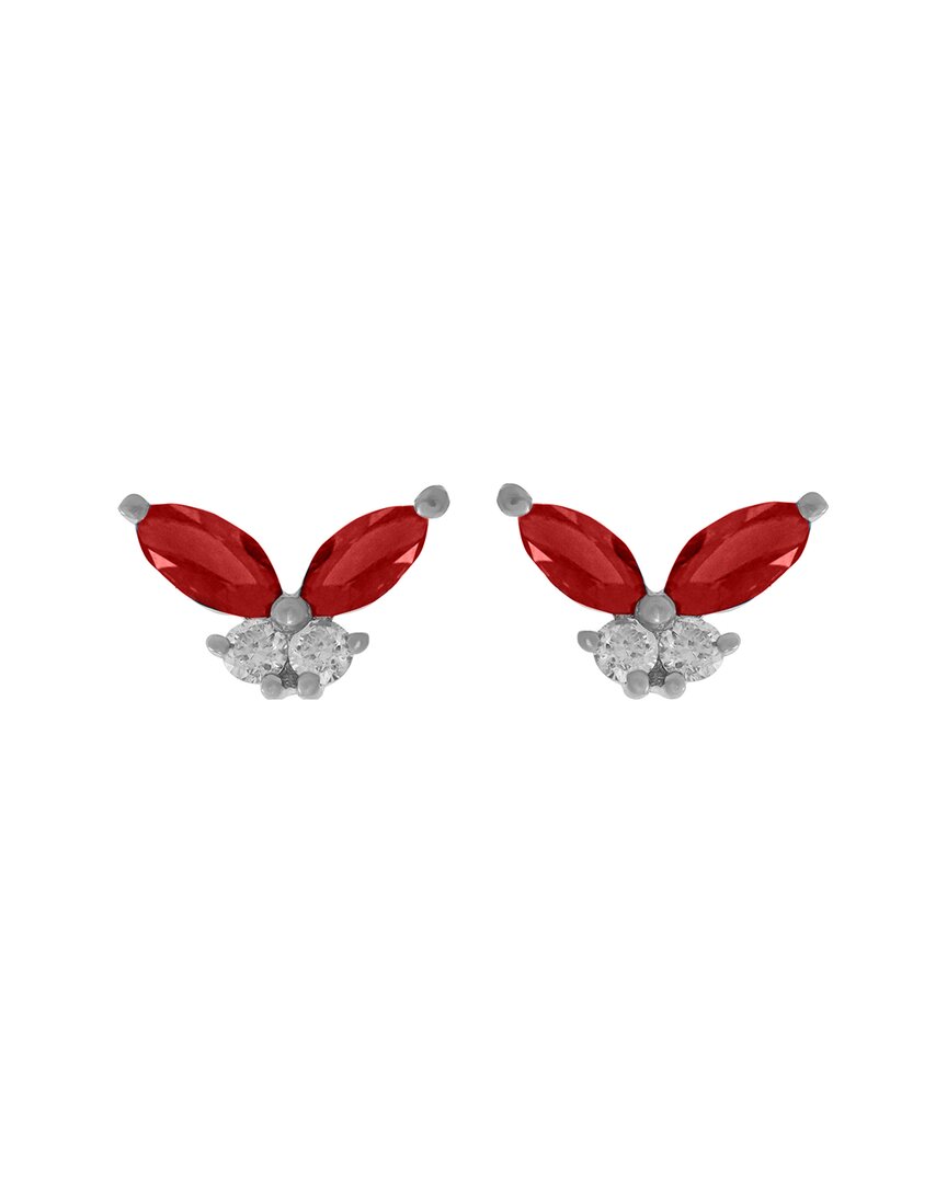 Diana M. Fine Jewelry 14k 0.48 Ct. Tw. Diamond & Ruby Earrings