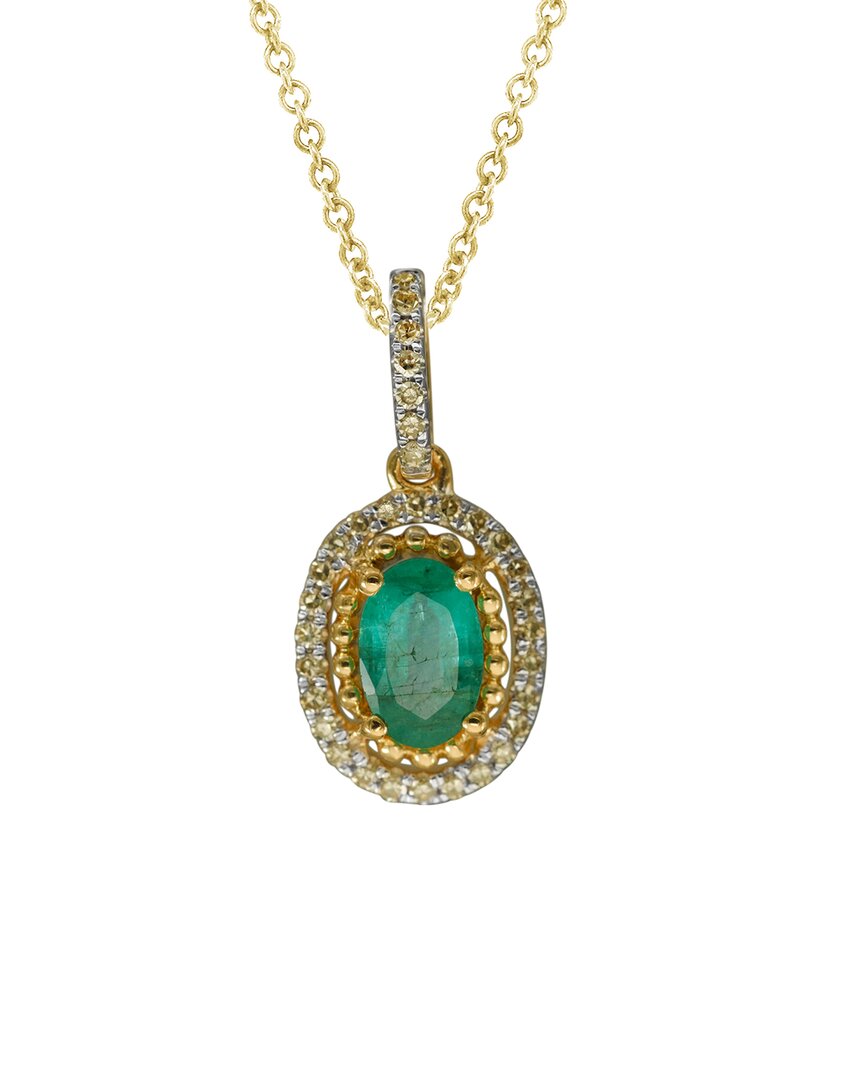 Diana M. Fine Jewelry 14k 0.45 Ct. Tw. Diamond & Emerald Necklace