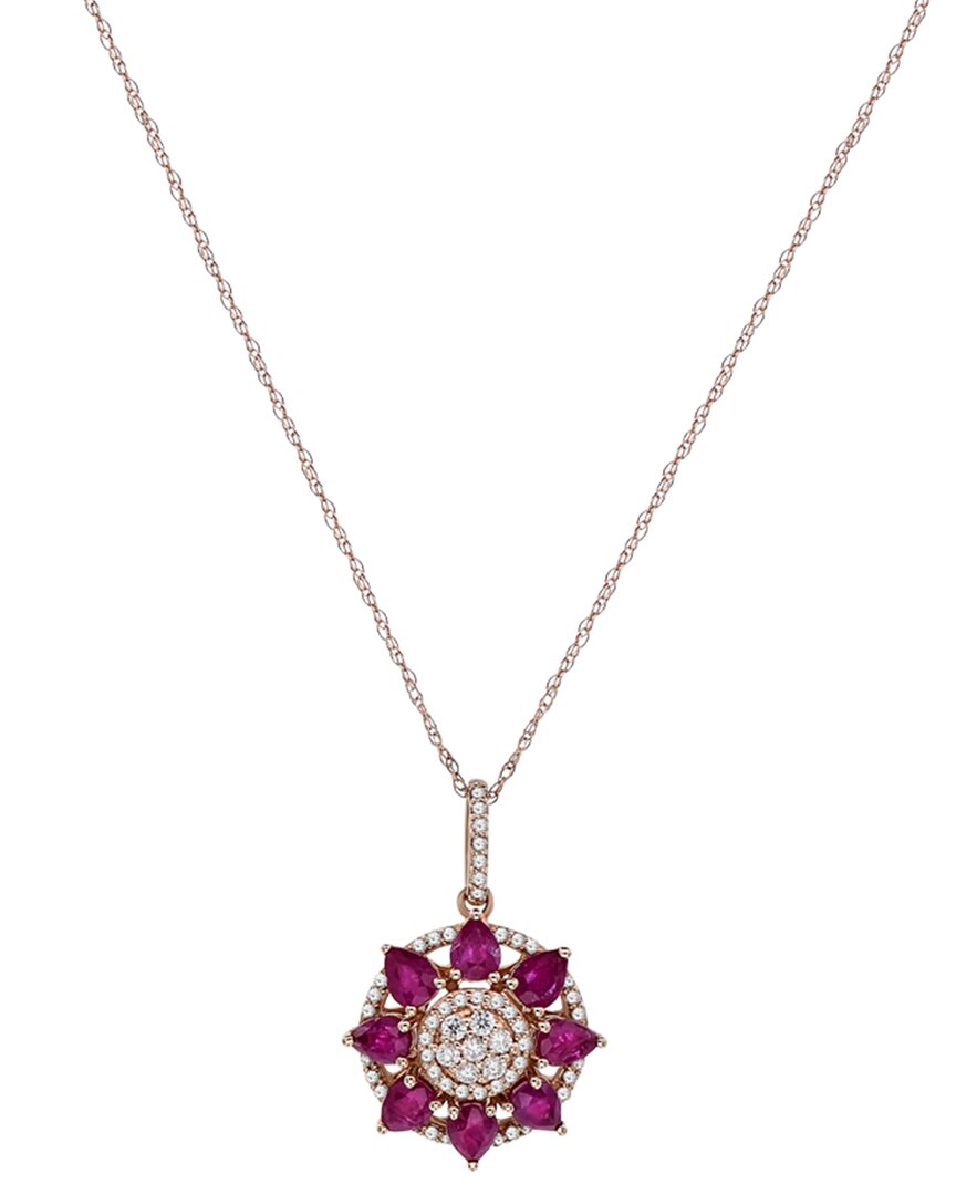 Diana M. Fine Jewelry 14K Rose Gold 1.77 ct. tw. Diamond & Ruby Necklace