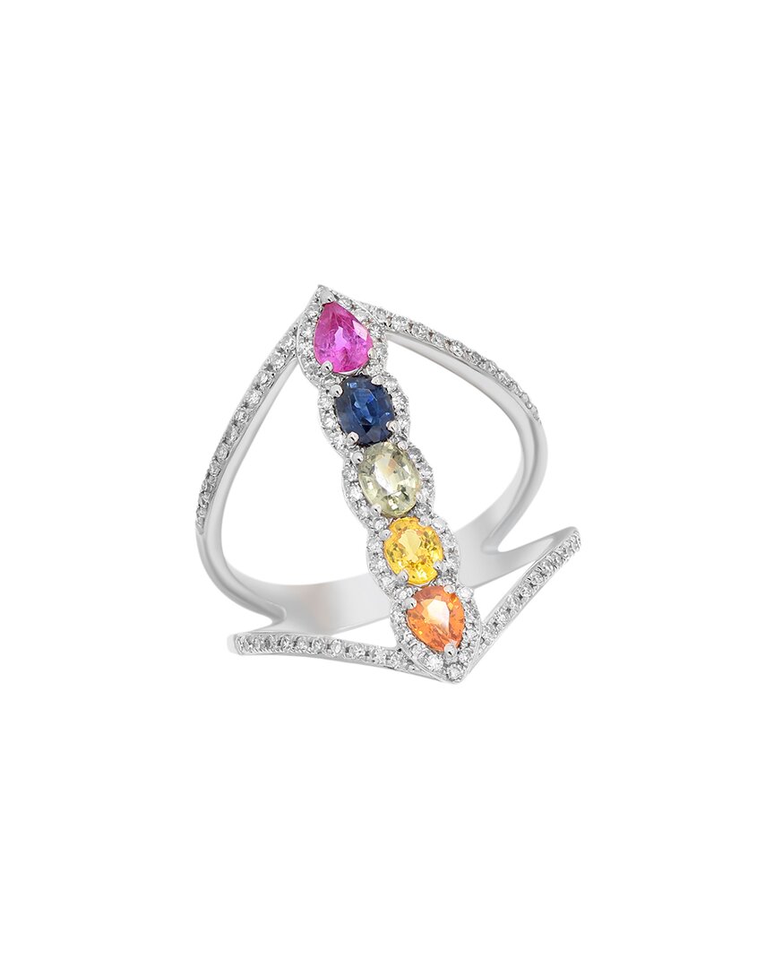Diana M. Fine Jewelry 14k 1.47 Ct. Tw. Diamond & Sapphire Half-eternity Ring