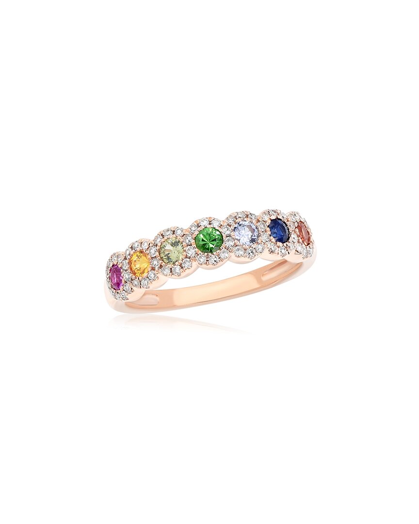 Diana M. Fine Jewelry 14K Rose Gold 0.79 ct. tw. Diamond & Sapphire Half-Eternity Ring