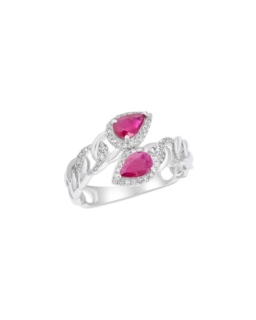 Diana M. Fine Jewelry 14k 1.08 Ct. Tw. Diamond & Ruby Half-eternity Ring