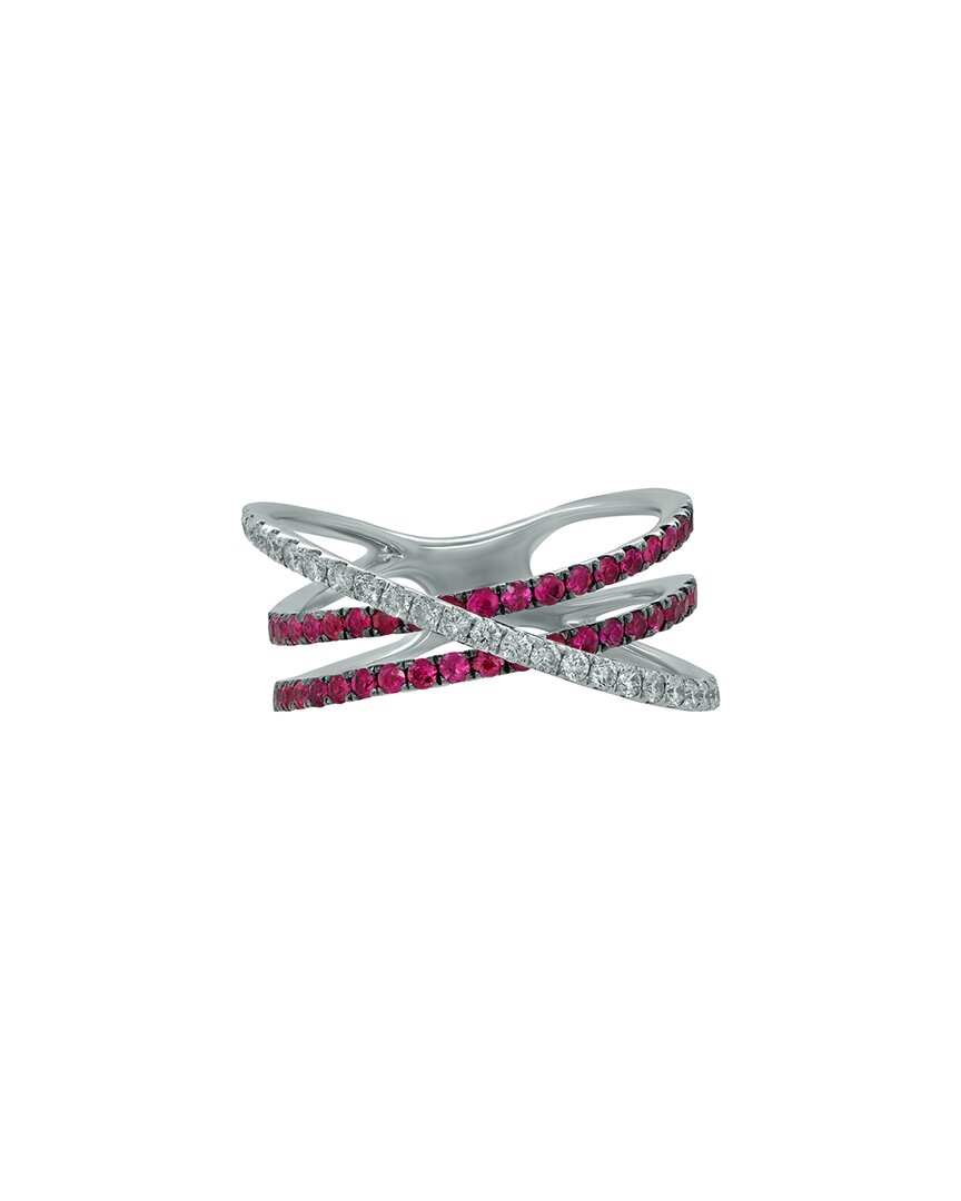 Diana M. Fine Jewelry 14k 0.85 Ct. Tw. Diamond & Ruby Half-eternity Ring