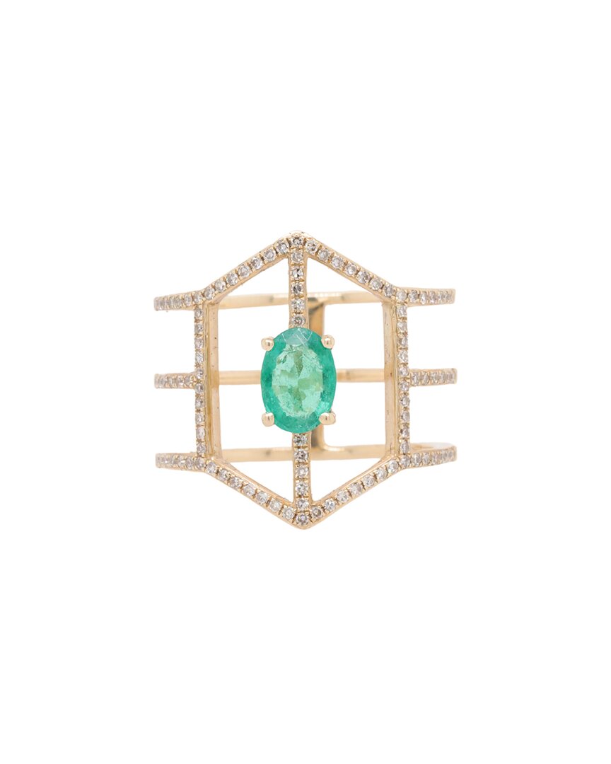 Diana M. Fine Jewelry 14k 1.03 Ct. Tw. Diamond & Emerald Half-eternity Ring