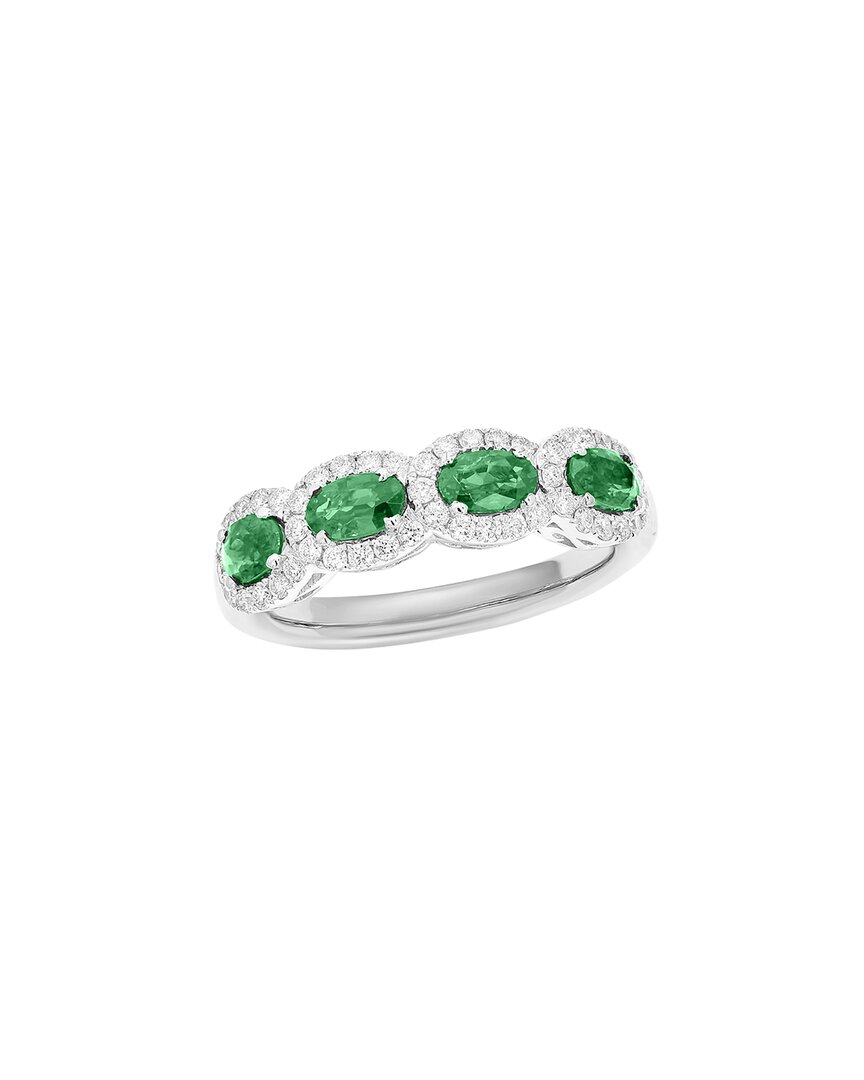 Diana M. Fine Jewelry 18k 1.21 Ct. Tw. Diamond & Emerald Half-eternity Ring
