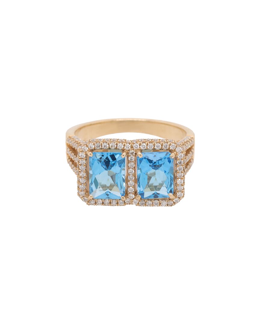 Diana M. Fine Jewelry 14K 3.42 ct. tw. Diamond & Blue Topaz Half-Eternity Ring