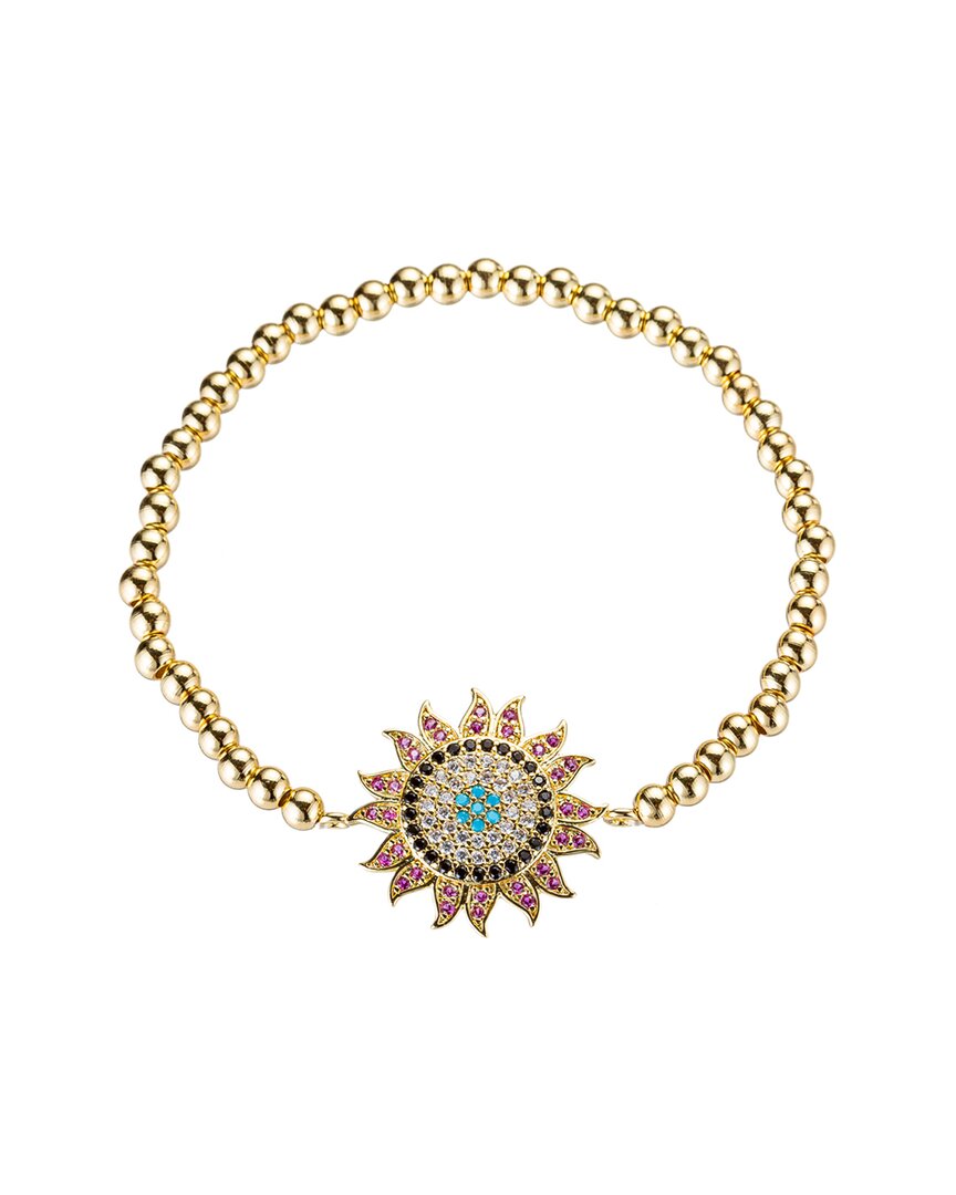 Eye Candy La Luxe Collection 18k Plated Cz Beaded Stretch Bracelet