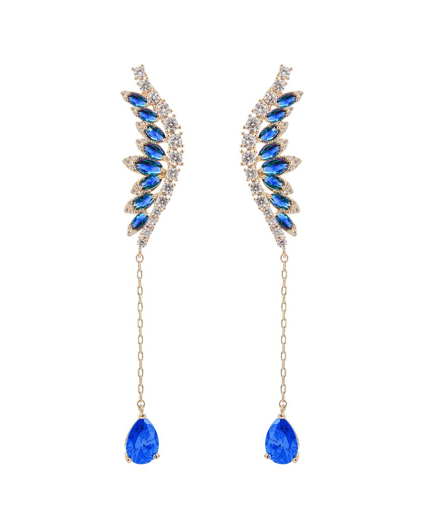 Eye Candy La Women's Luxe Cubic Zirconia Blue Angel Wing Drop Earrings
