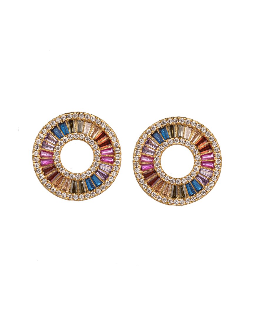 Eye Candy La Luxe Collection 18k Plated Cz Rainbow Earrings