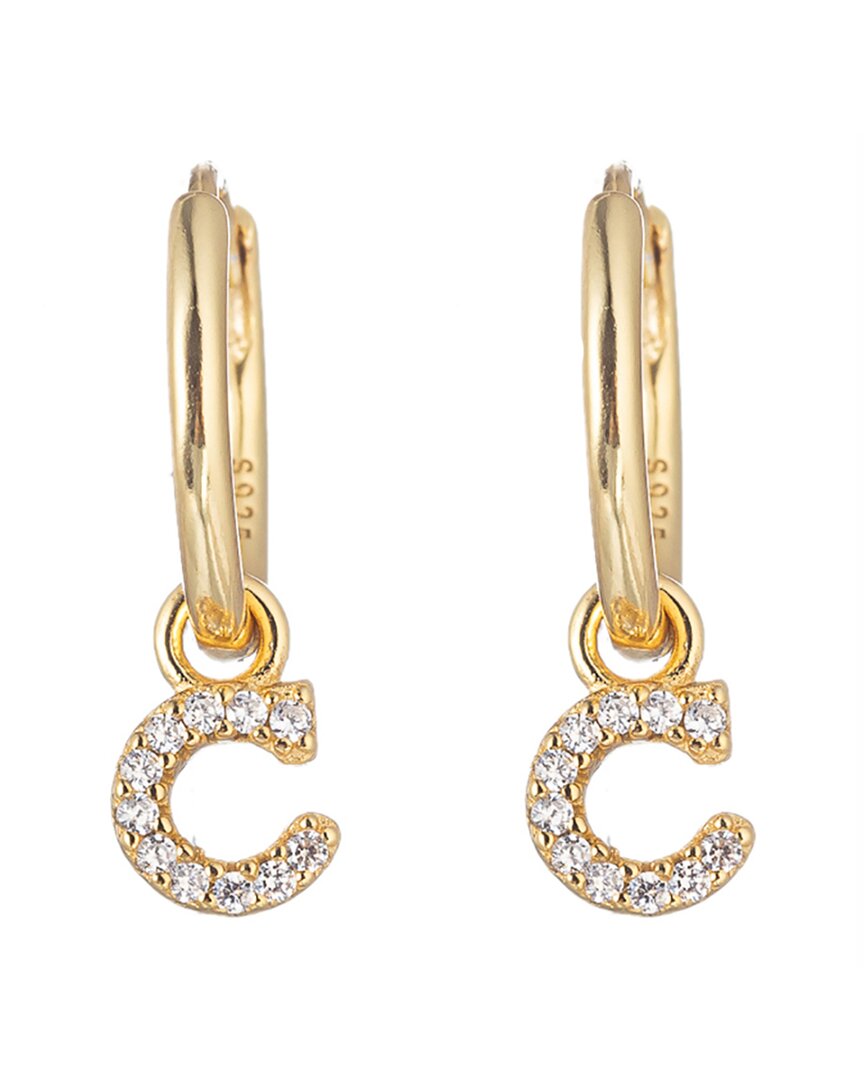 Eye Candy La Luxe Collection Silver Cz Initial Huggie Earrings (a-z)