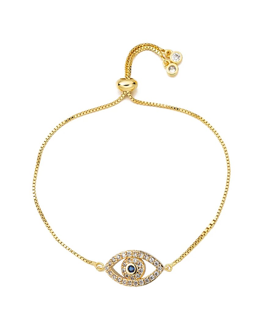 Eye Candy La Luxe Collection 18k Plated Cz Evil Eye Bolo Bracelet In Gold