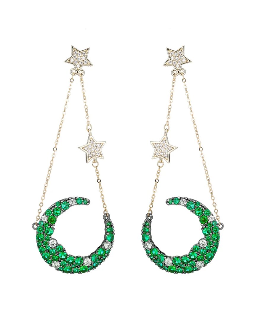 Eye Candy La Luxe Collection Cz Green Moon & Start Earrings