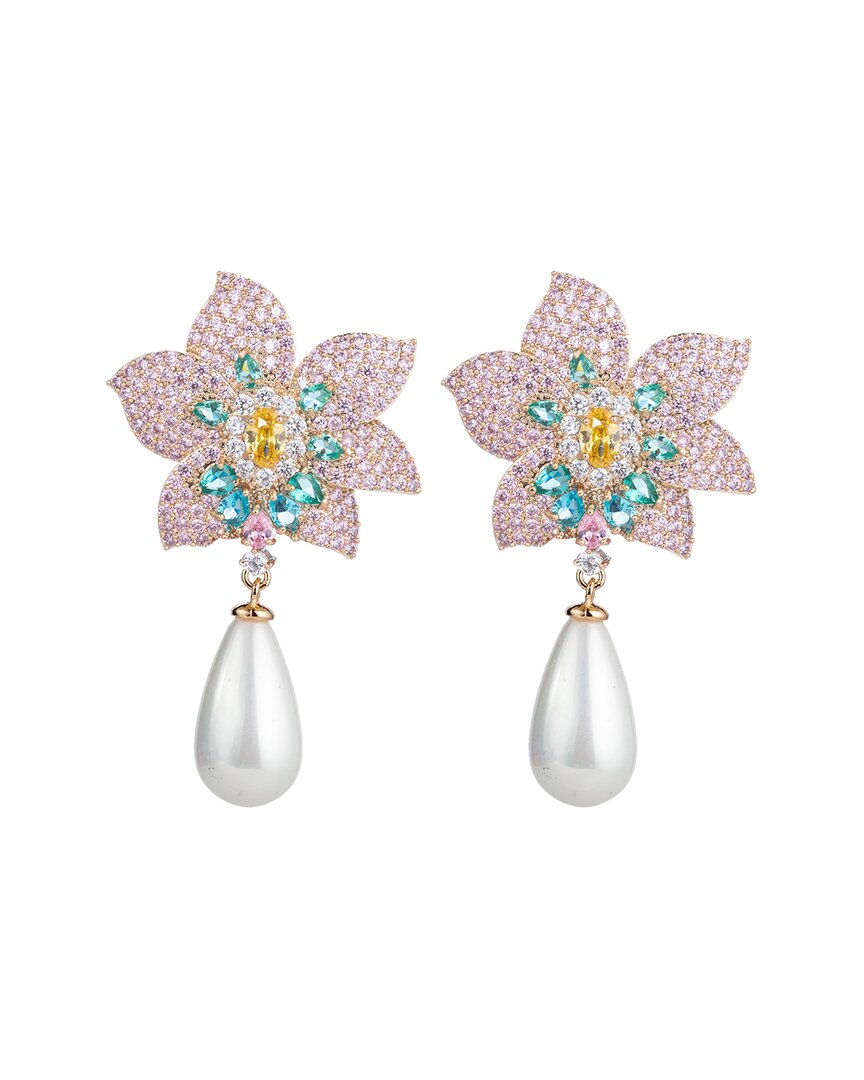 Eye Candy La Luxe Collection Cindy Pink Cubic Zirconia Crystal Flower Earring