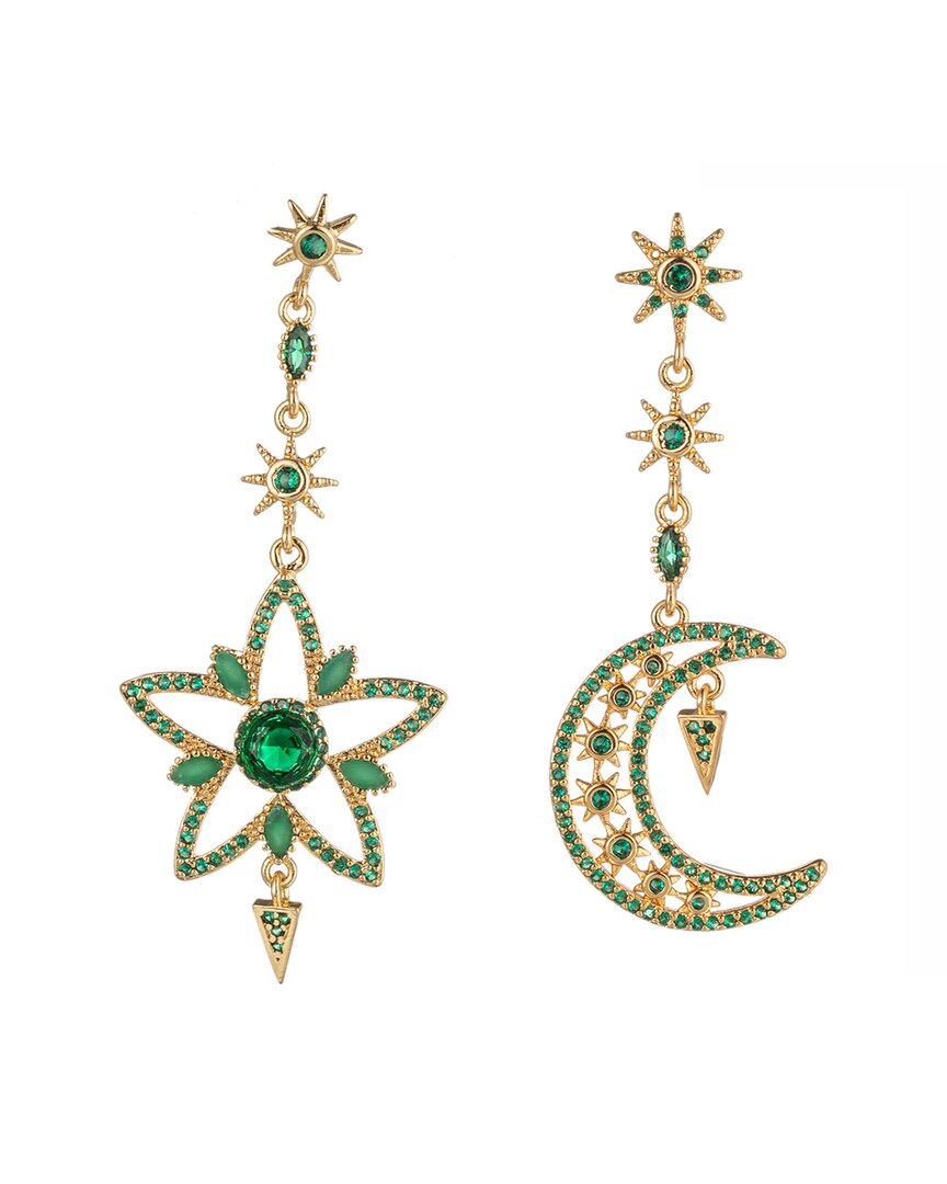 Eye Candy La Luxe Collection 18k Plated Cz Star & Moon Earrings