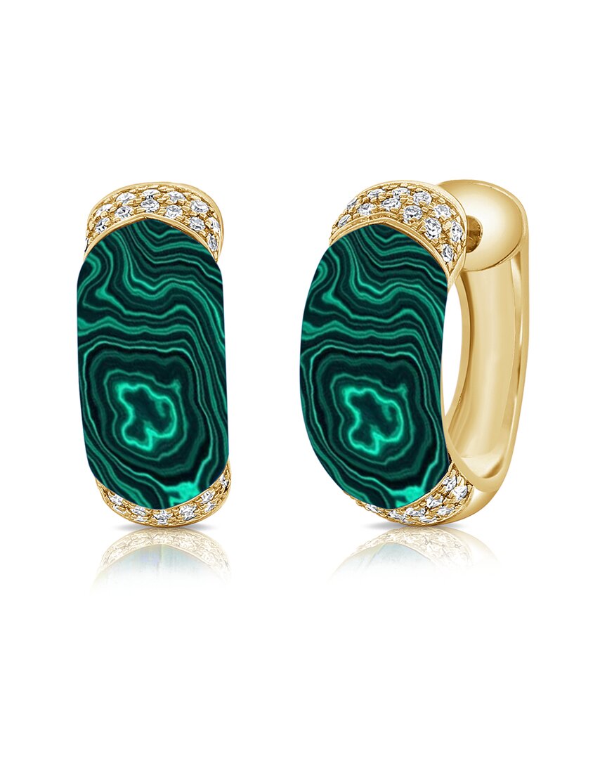 Sabrina Designs 14k 4.91 Ct. Tw. Diamond & Malachite Hoops