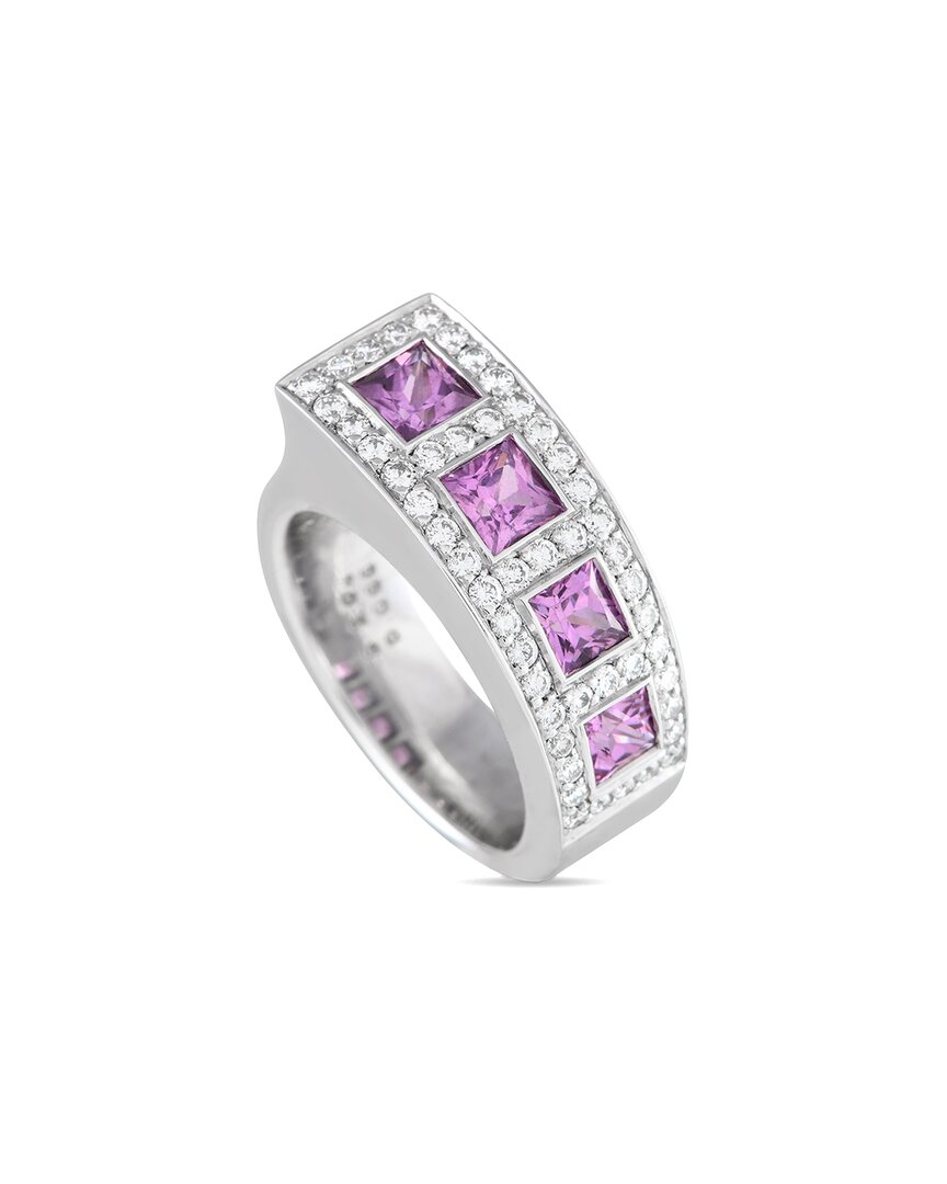 Bucherer 18k White Gold 0.65ct Diamond And Sapphire Ring Bu01-071124