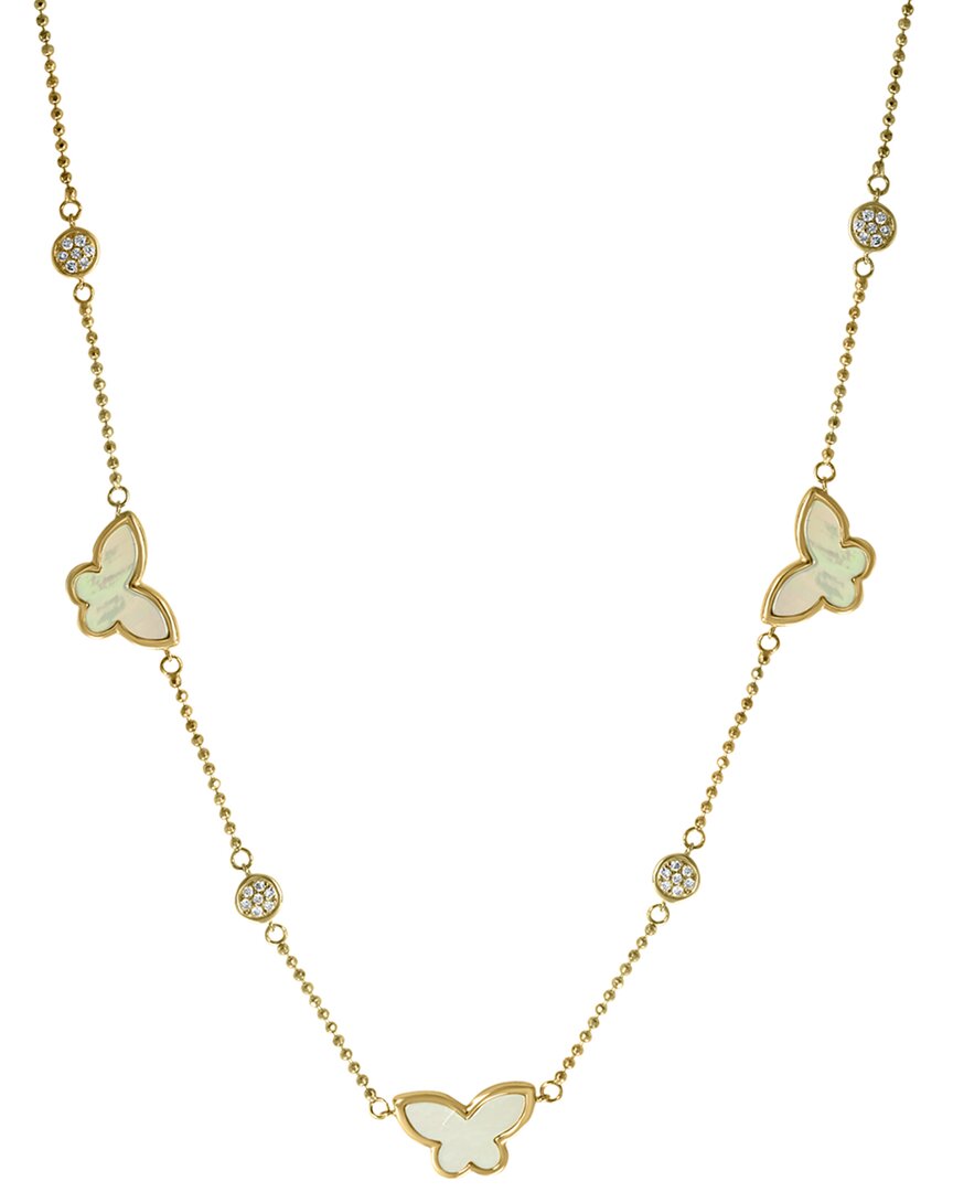 Effy Fine Jewelry 14k 0.08 Ct. Tw. Diamond & 6-10mm Pearl Necklace