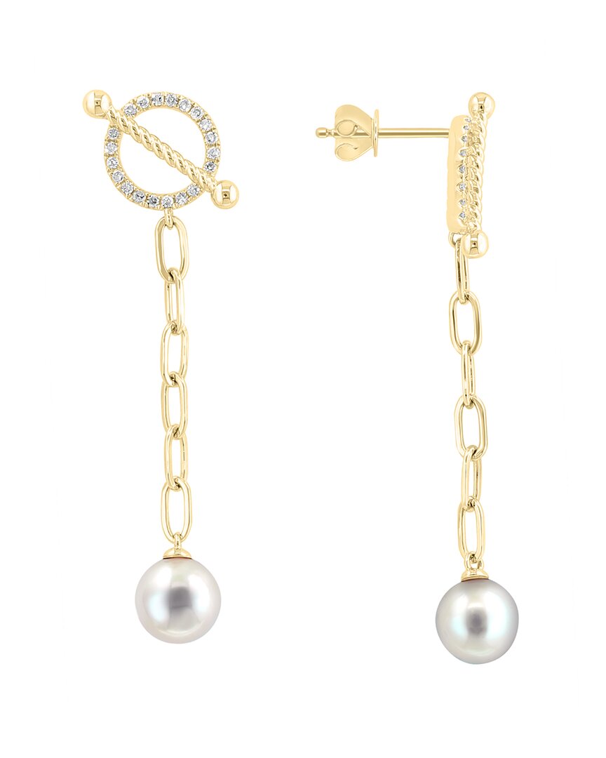 Effy Fine Jewelry 14K 0.24 ct. tw. Diamond & 7mm Pearl Earrings