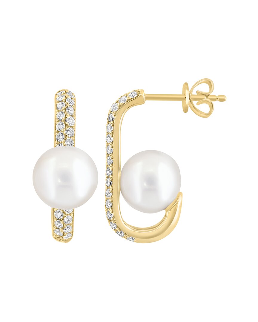 Effy Fine Jewelry 14K 0.61 ct. tw. Diamond & 8mm Pearl Earrings