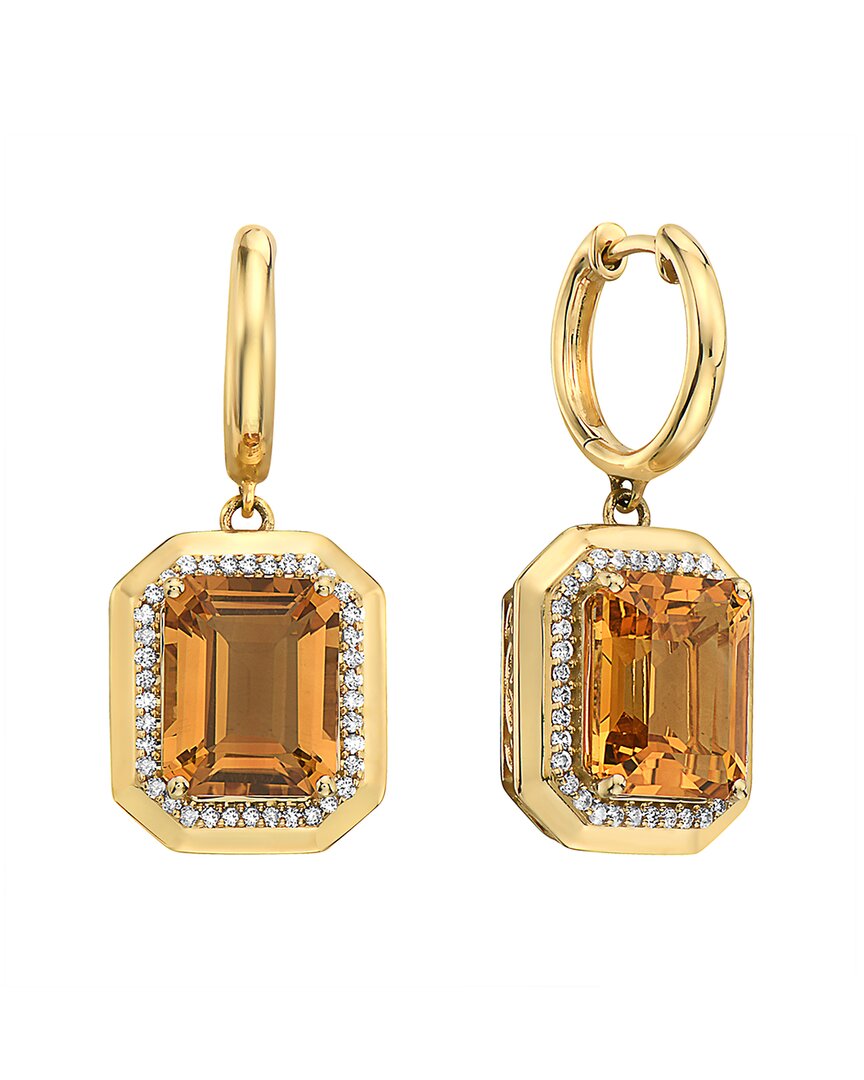 Effy Fine Jewelry 14K 6.58 ct. tw. Diamond & Citrine Earrings