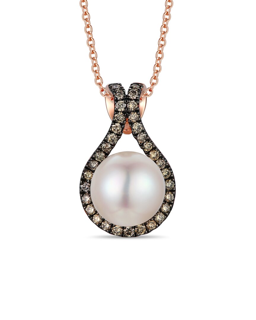 Le Vian 14k Rose Gold 0.25 Ct. Tw. Diamond & 8mm Pearl Pendant