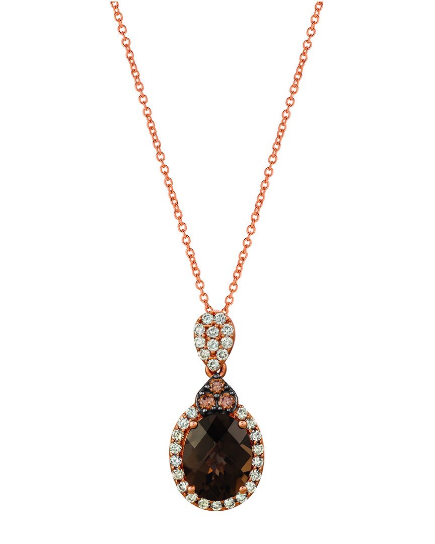 Le Vian Vivids 14k Rose Gold 2.22 Ct. Tw. Diamond & Chocolate Quartz Pendant