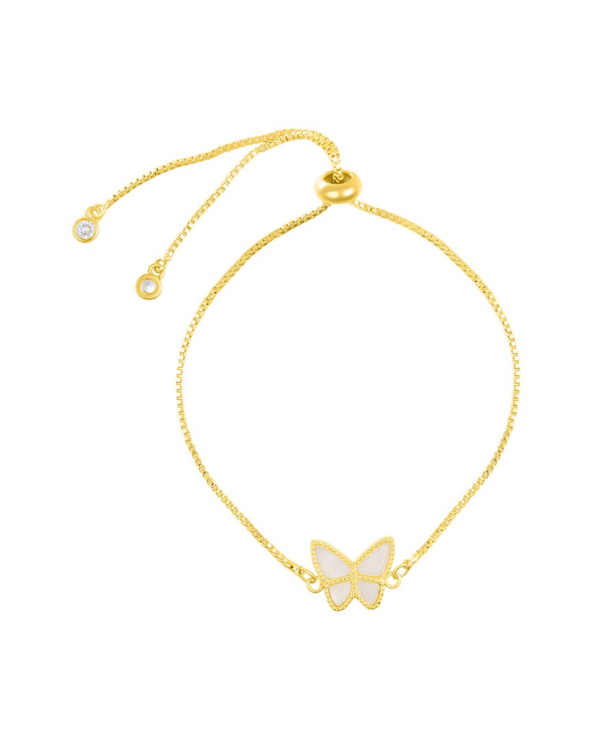 Adornia 14k Gold Plated White Butterfly Bolo Bracelet