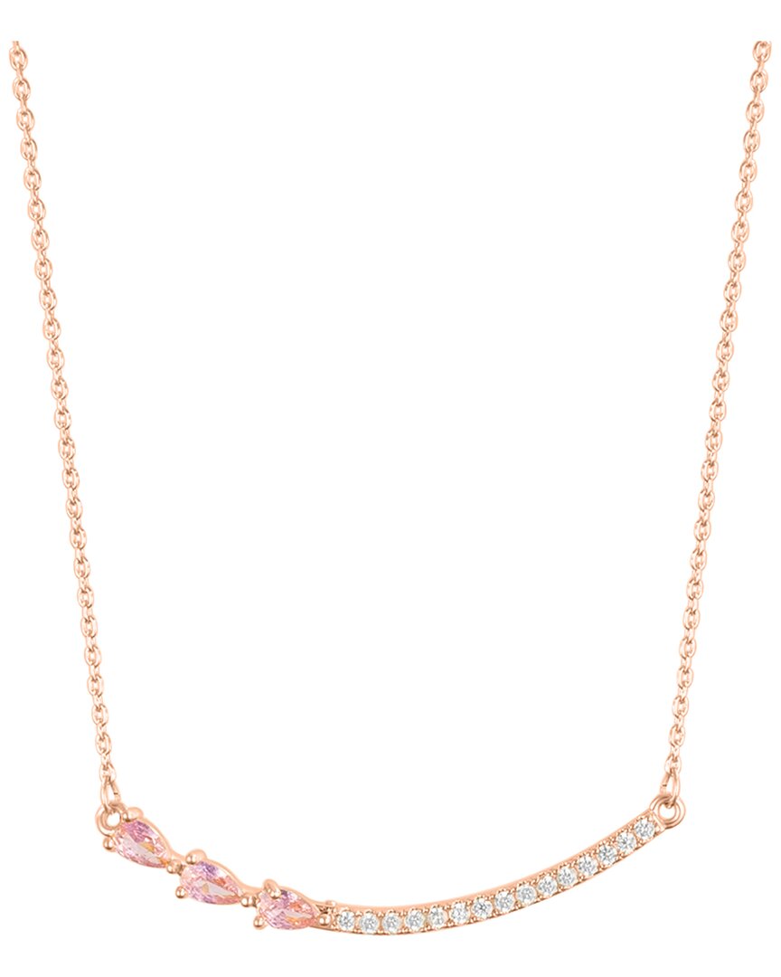 Adornia 14k Rose Gold Plated Curved Bar Pink Pear Necklace