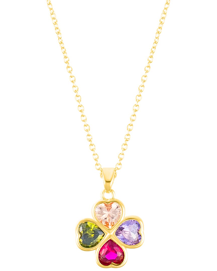 Adornia 14k Gold Plated Adjustable Multicolor Crystal Heart Clover Necklace