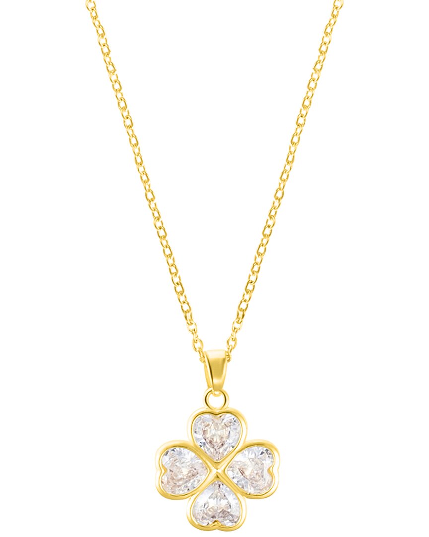 Adornia 14k Gold Plated Adjustable Clear Crystal Heart Clover Necklace