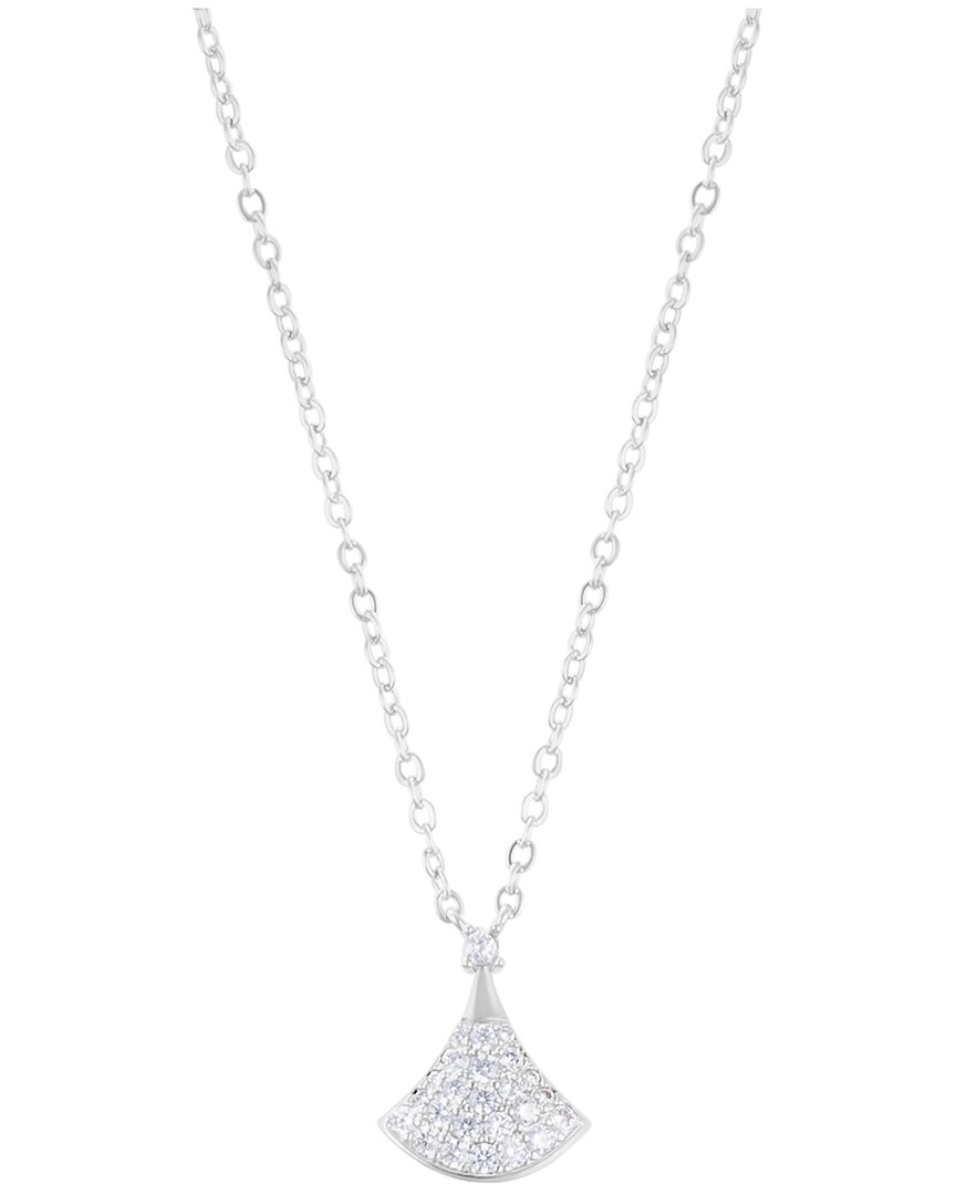Adornia Sterling Silver Plated Pave Cz Leaf Pendant Necklace