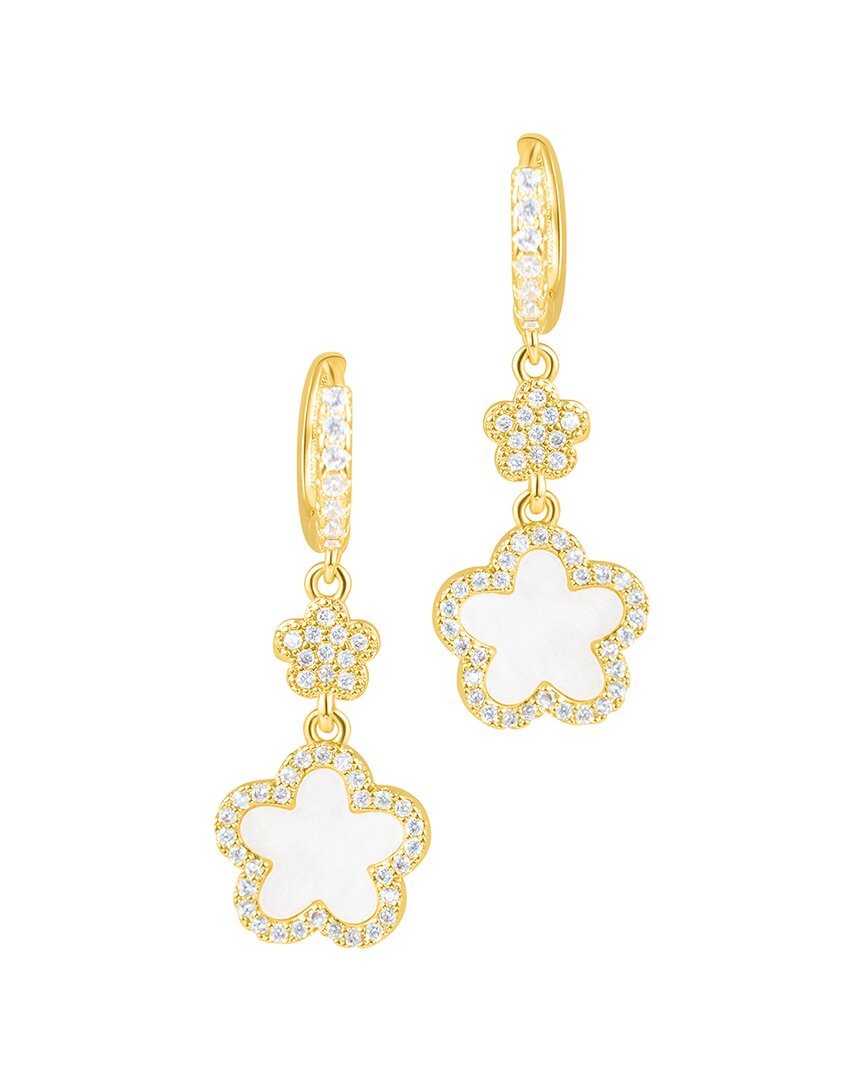 Adornia 14k Yellow Gold Plated White Cz Clover Earrings