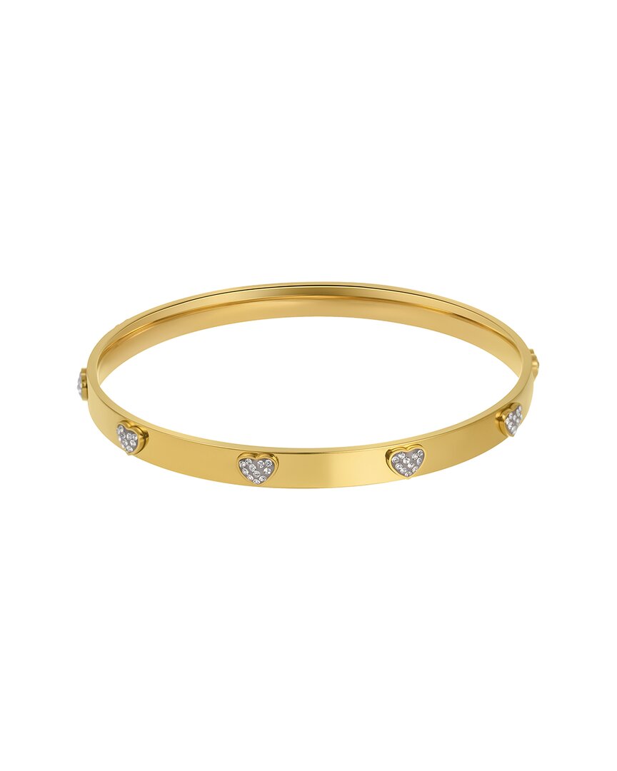 Adornia 14k Gold Plated Cz Hearts Stacking Bangle